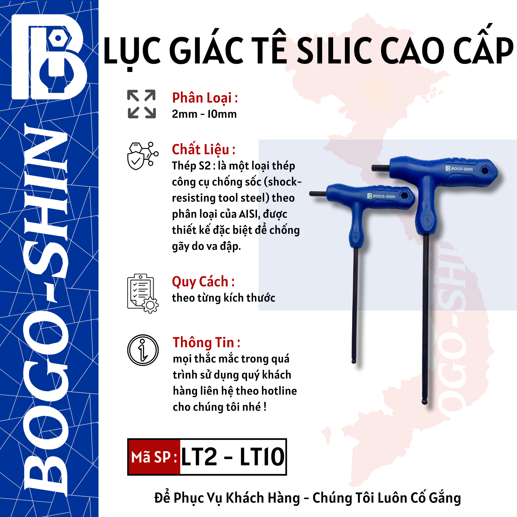 Lục Giác Tê Silic Cao Cấp 2mm-10mm Bogo-Shin