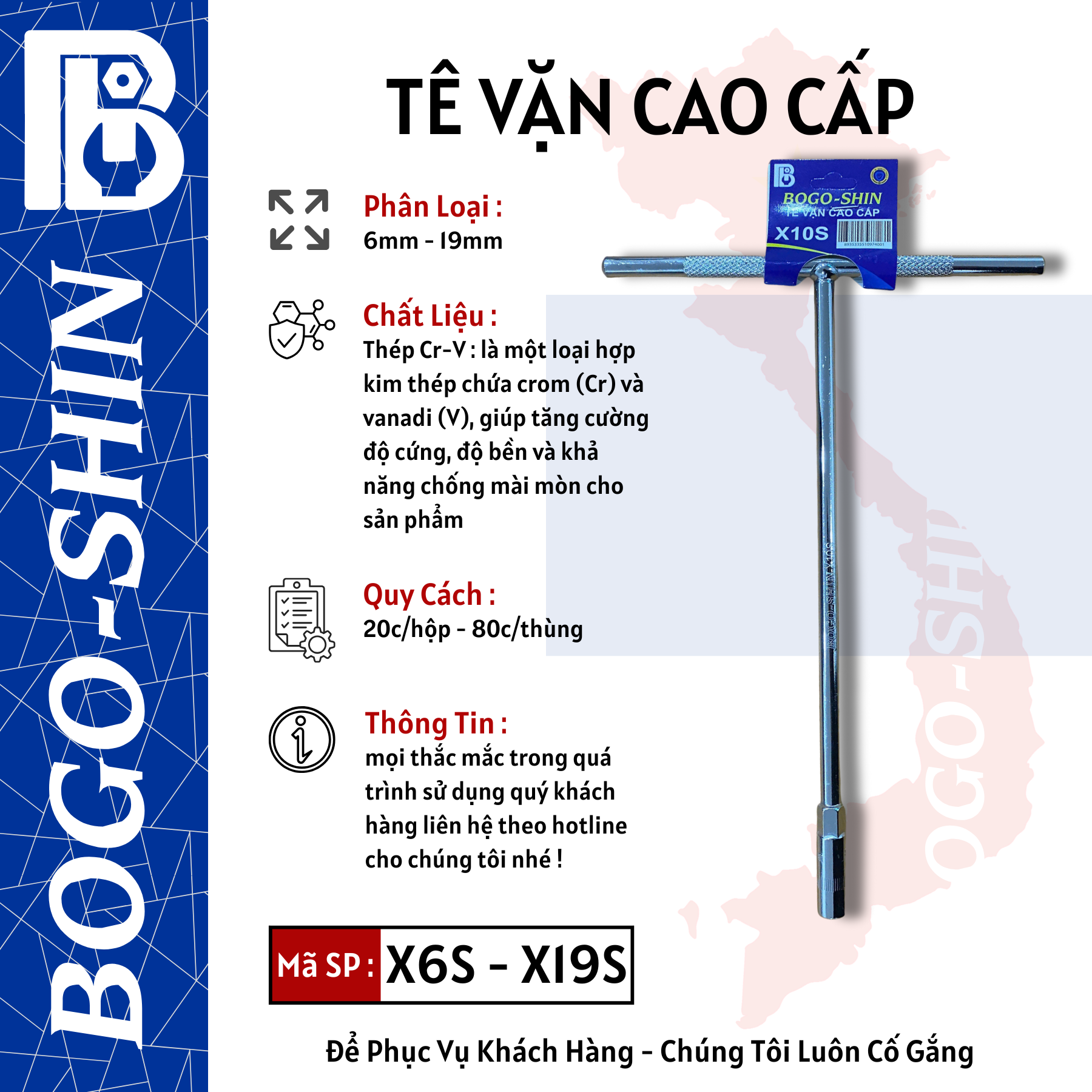 Tê Vặn Cao Cấp 6mm-19mm Bogo-Shin