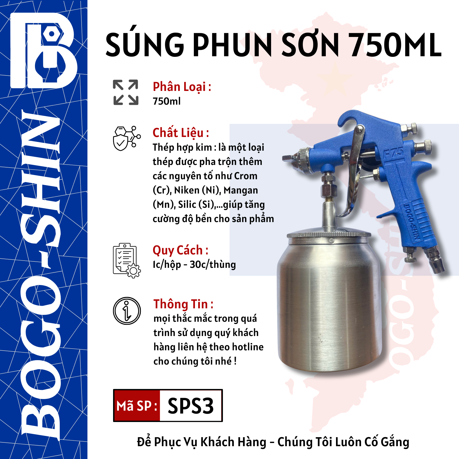 Súng Phun Sơn 400ml & 750ml Bogo-Shin