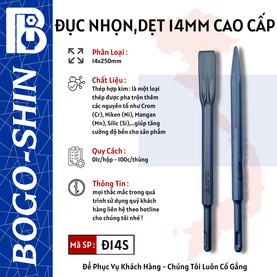 Đục Nhọn, Dẹt BOGO - SHIN Cao Cấp 14