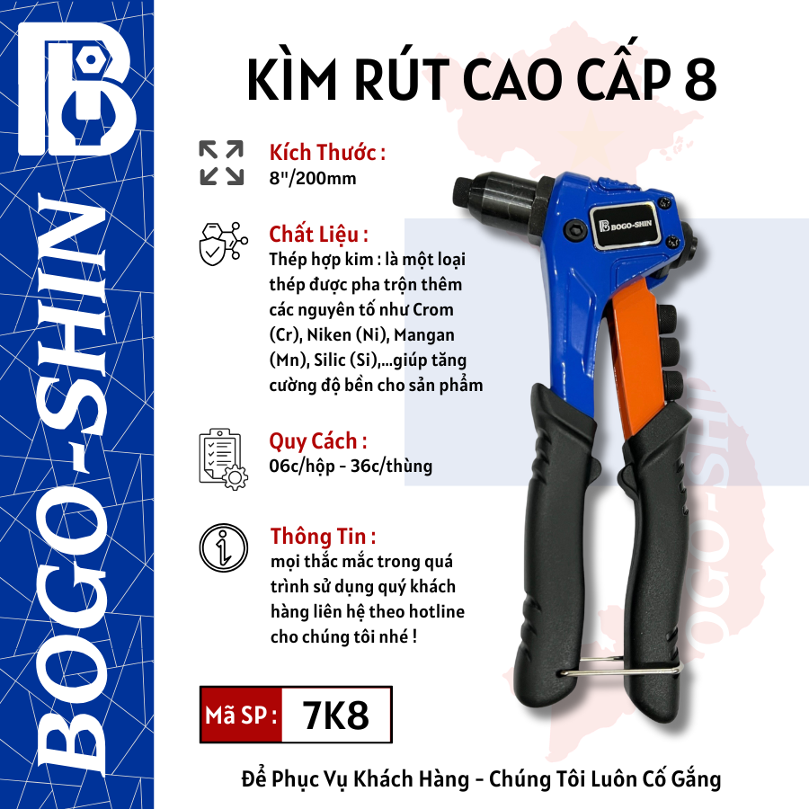 Kìm Rút Tiêu Chuẩn, Tốt, Cao Cấp 9.5"/240mm, 10.5"/262mm, 8"/200mm Bogo-Shin