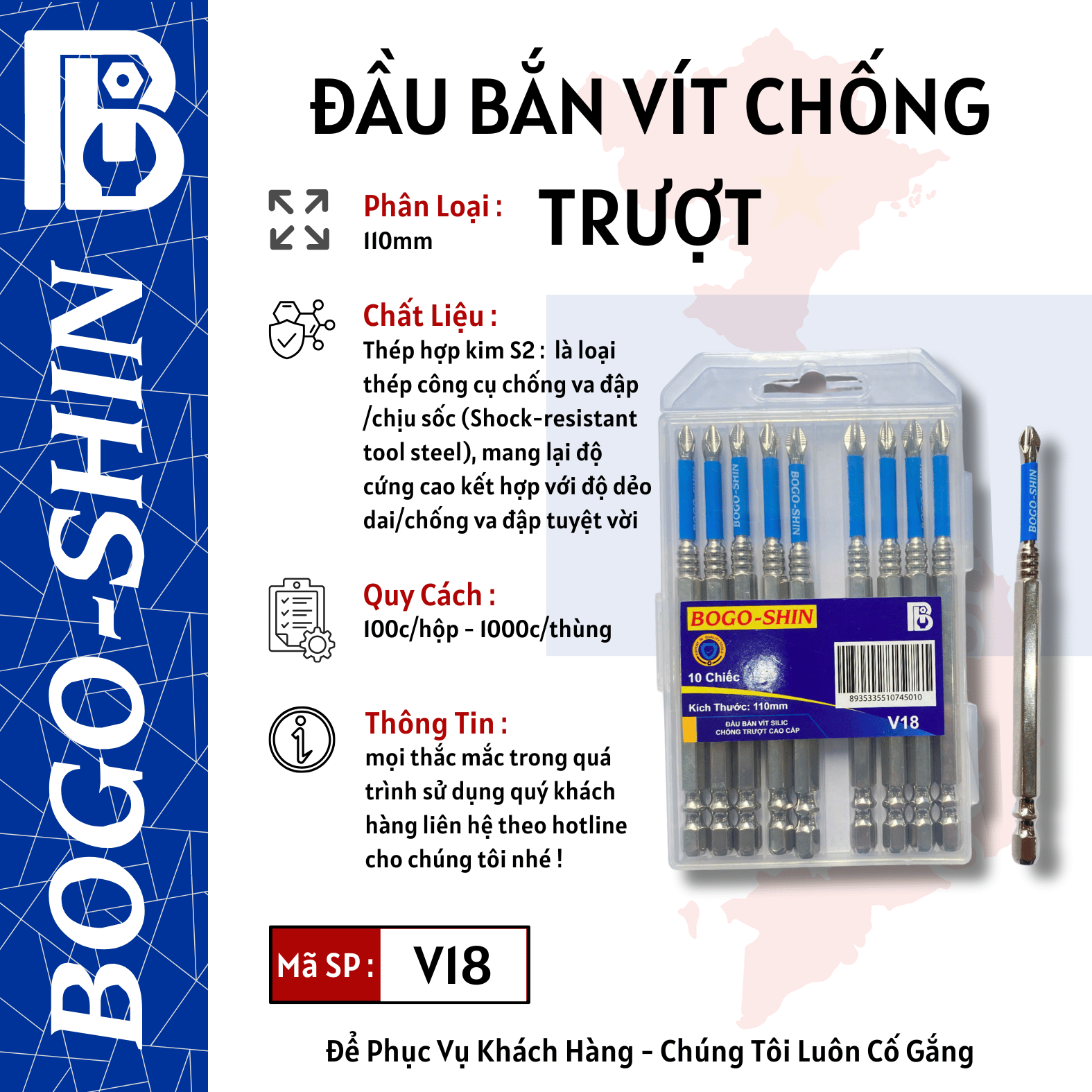 Đầu Bắn Vít SILIC Chống Trượt Cao Cấp 65mm,110mm, 150mm Bogo-Shin