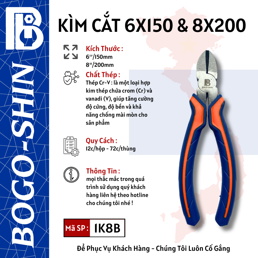 Kìm Cắt BOGO-SHIN 6x150mm & 8x200mm