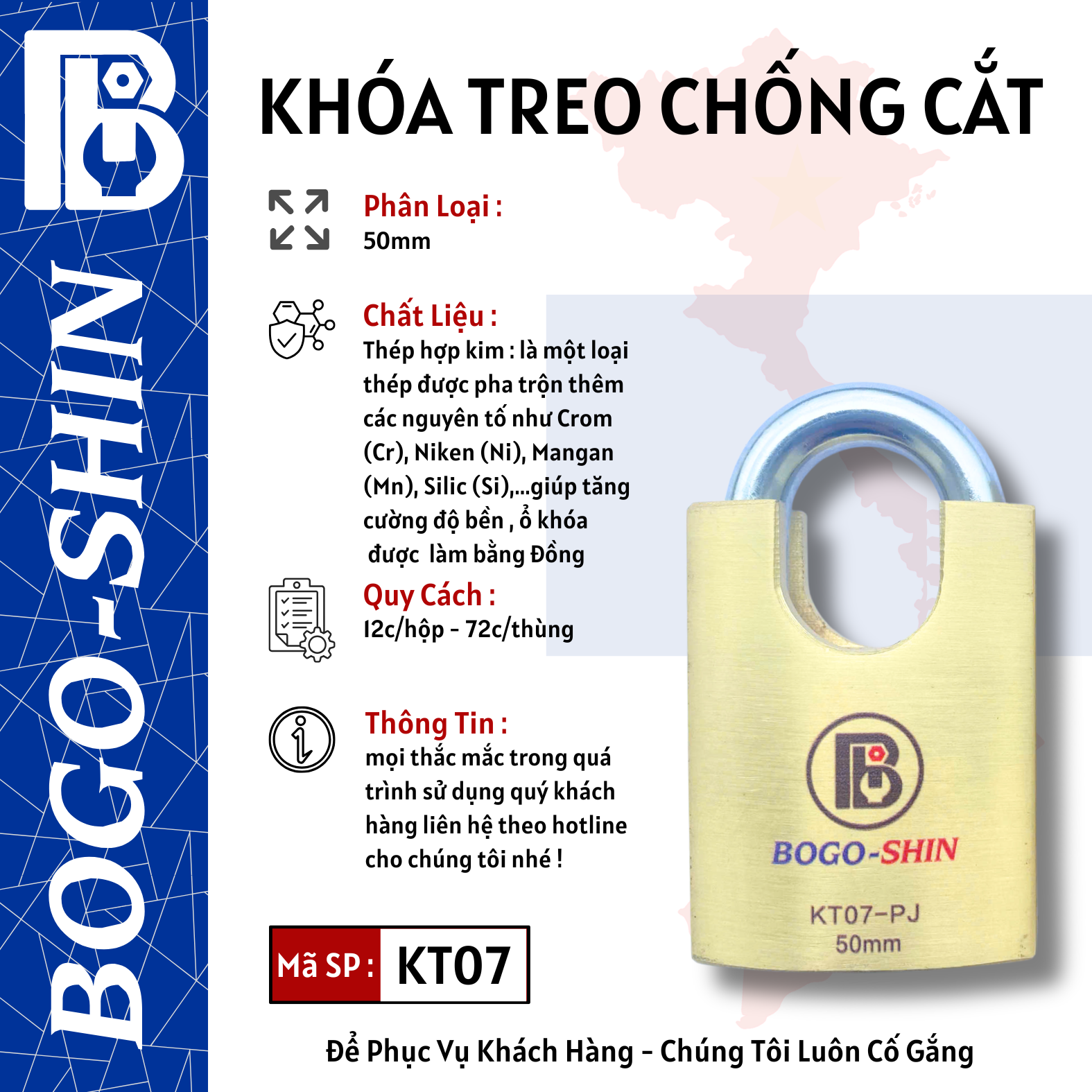 Khóa Treo Chống Cắt 40mm &  50mm & 60mm Bogo-Shin