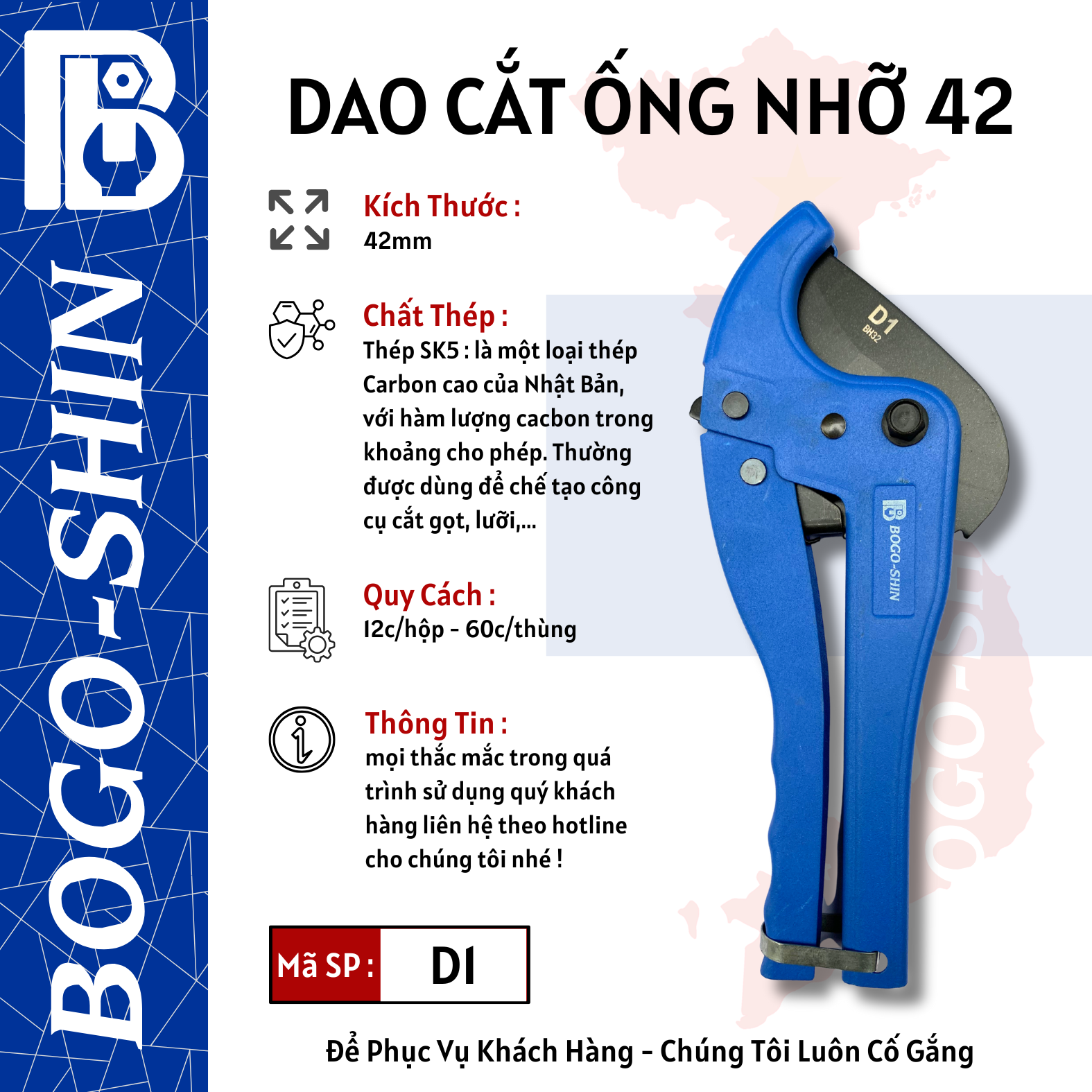 Dao Cắt Ống Nhỡ Bogo-Shin 42mm