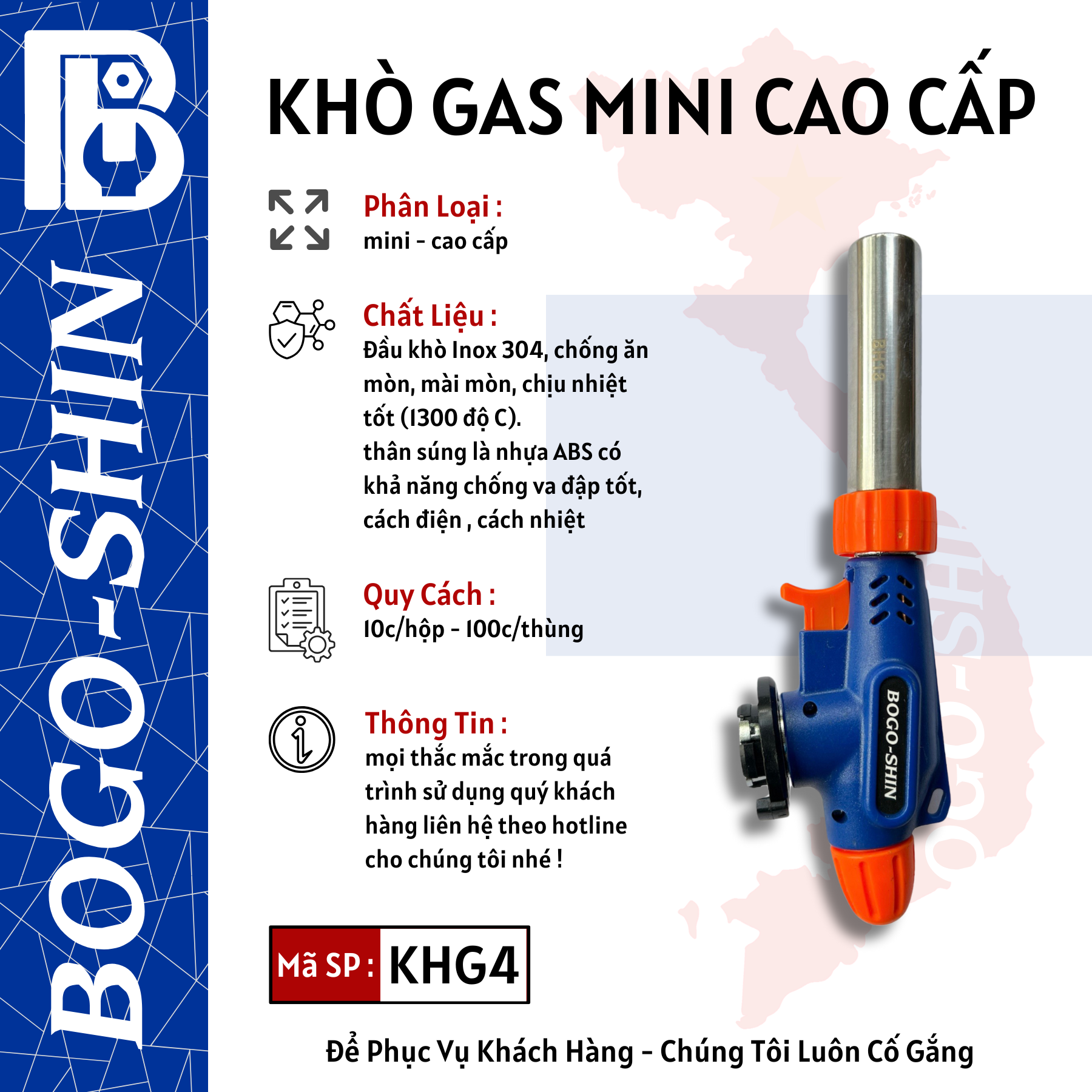 Khò Gas Mini BOGO-SHIN Cao Cấp
