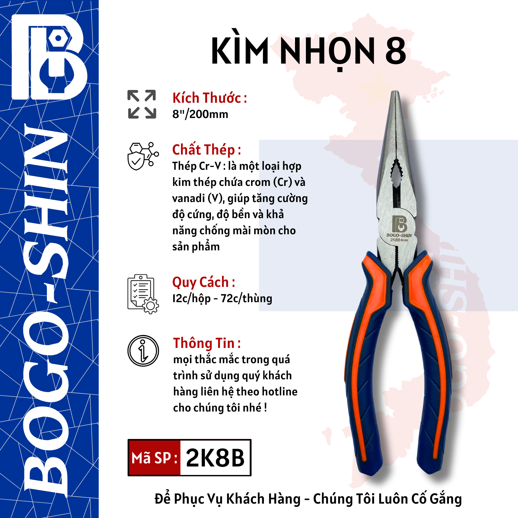 Kìm Nhọn 6"/150mm & 8"/200mm Bogo-Shin