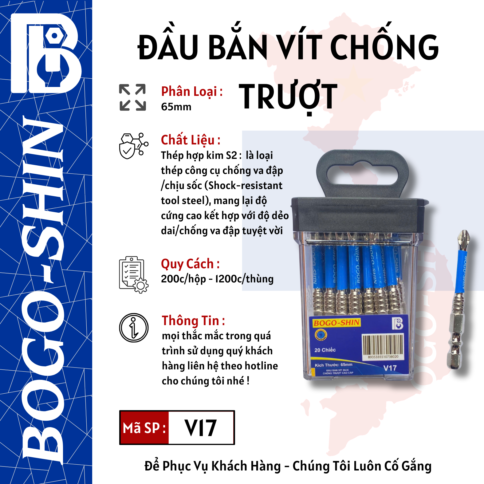 Đầu Bắn Vít SILIC Chống Trượt Cao Cấp 65mm,110mm, 150mm Bogo-Shin