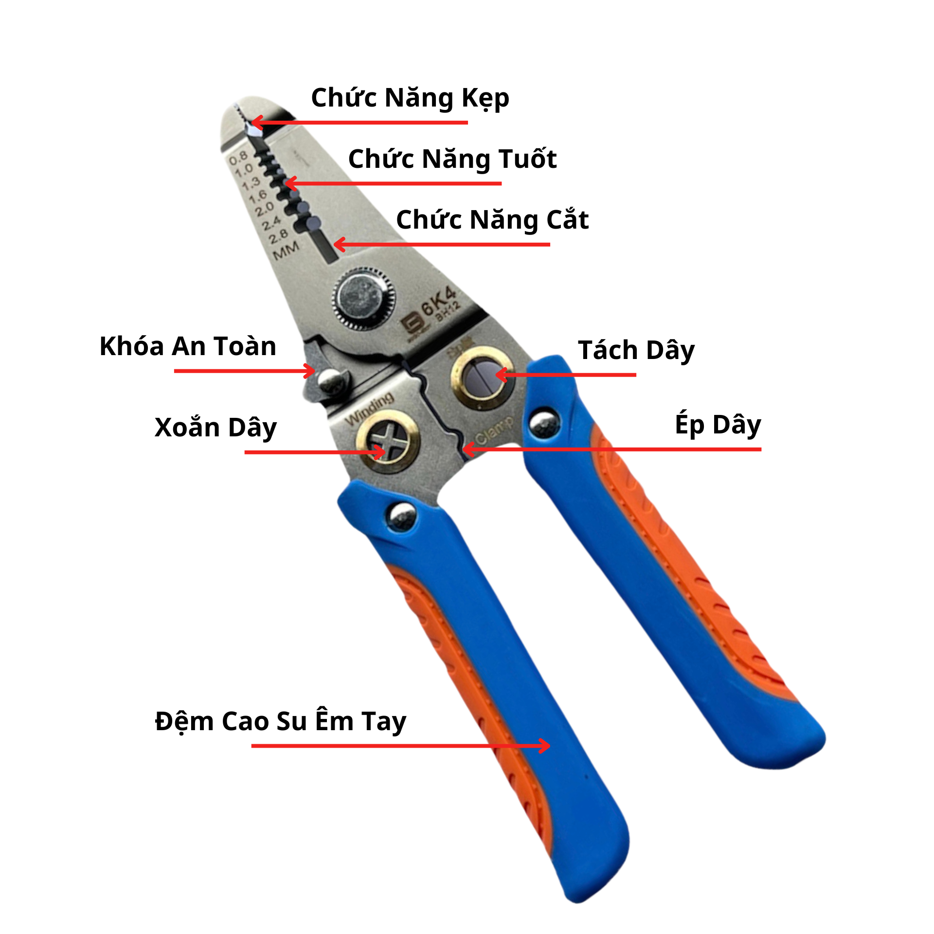 Kìm Cắt Tuốt Đa Năng 7.5 BOGO-SHIN