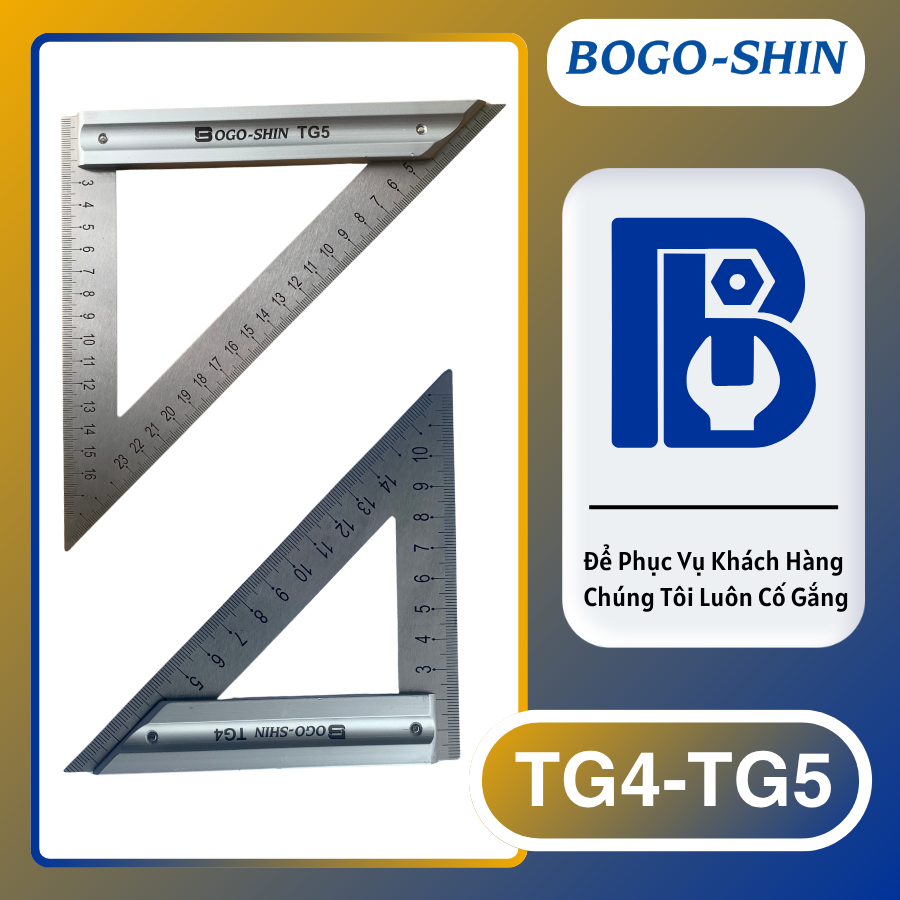 Thước Tam Giác Inox BOGO-SHIN 150mm, 200mm