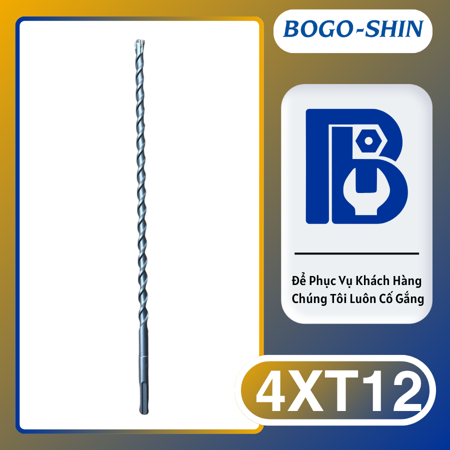 Mũi Khoan Xuyên Tường Mác Cao BOGO-SHIN 4 Cạnh 10X350MM - 25X350MM