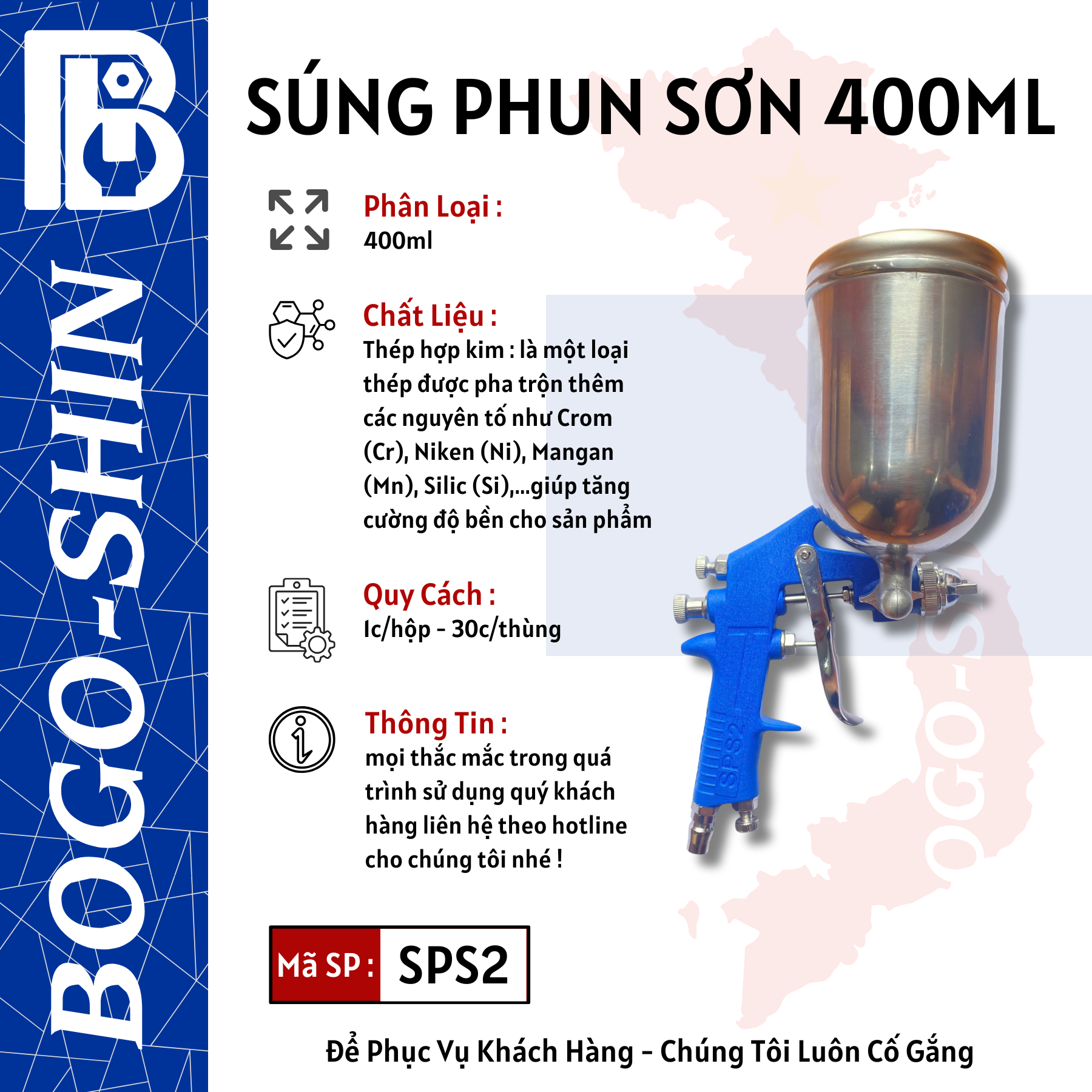 Súng Phun Sơn 400ml & 750ml Bogo-Shin