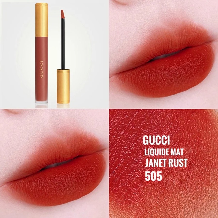 Son kem Gucci 505 Rouge Liquid Matte ( New 2022)màu Cam cháy