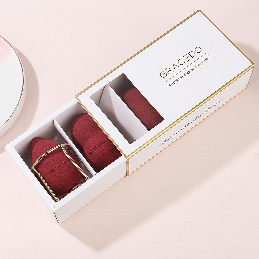 GRACEDO 3 Trứng Trang Điểm Mềm + 1 Giá Đựng Trứng Trang Điểm Bằng Kim Loại