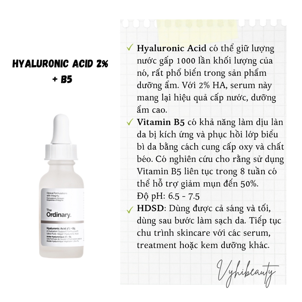 Serum The Ordinary Bộ Sưu Tập Huyết Thanh Niacinamide, Axit Hyaluronic B5 30ml