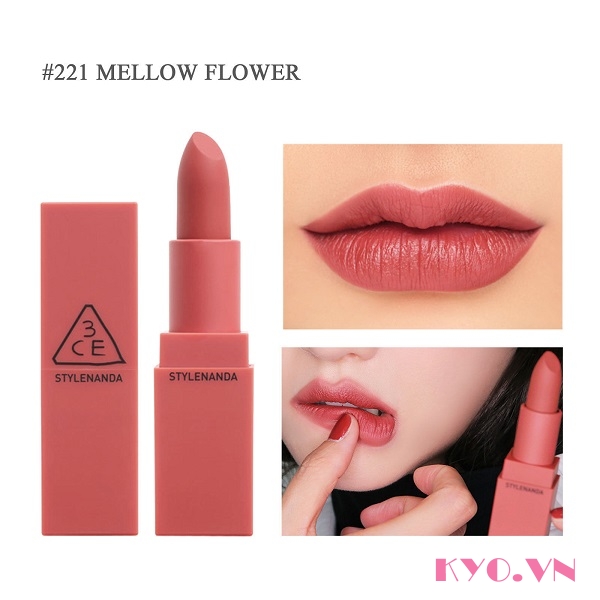 Son Thỏi Mịn Lì 3CE Mood Recipe Matte 221 Mellow Flower, 222 Step And Go 3.5g