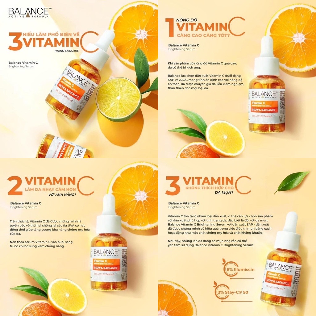 Serum sáng da mờ thâm Balance Active Formula Vitamin C Brightening 30ml
