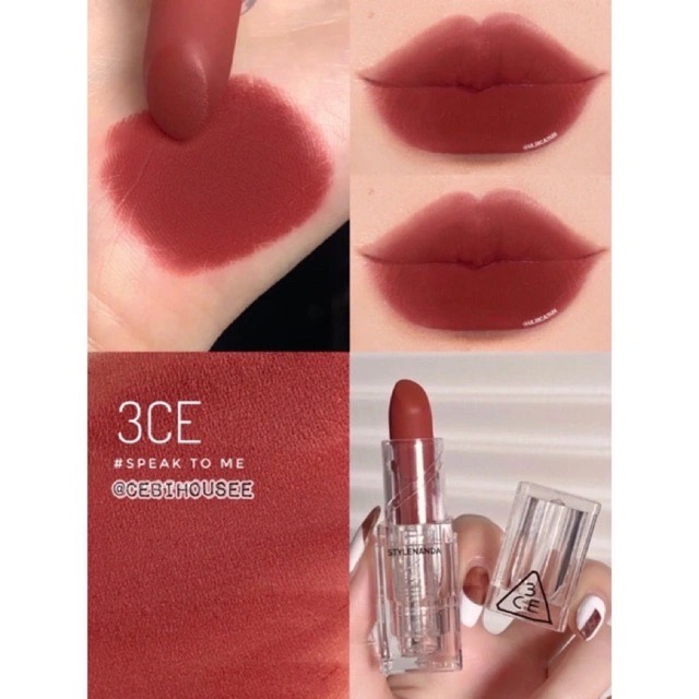 Son thỏi 3CE vỏ trong suốt 3CE Soft Matte Lipstick  Speak To Me  3.5g