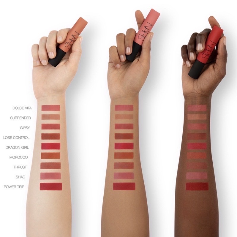 Son kem Nars Air Matte Lip Color Lose Control Morocco- Màu Cam Cháy,  Thrust - Màu Be Ấm 7.5 ML