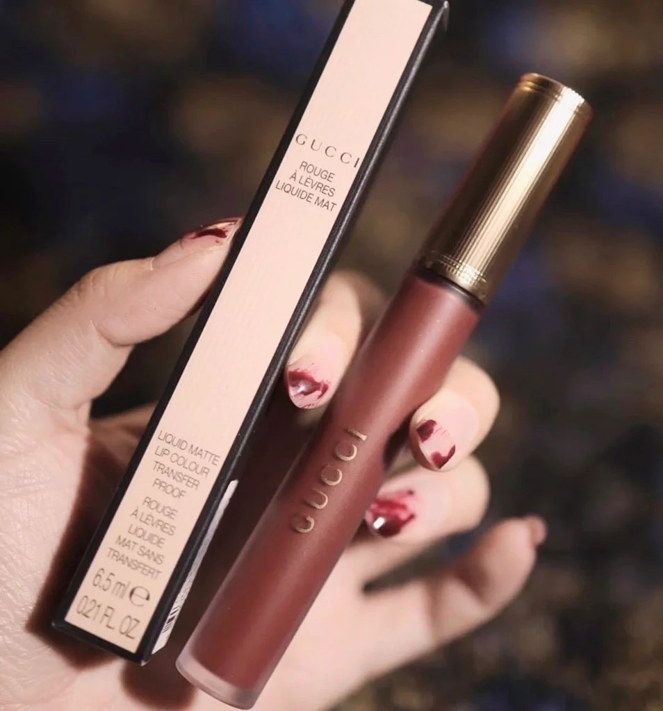 Son kem lì Gucci Rouge Liquid Matte 203 Mildred Rosewood 6.5ml - Màu Hồng Khô