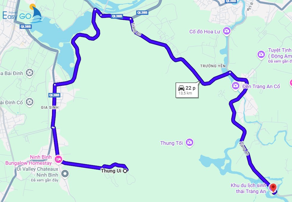 Từ Thung Ui đi Tràng An chỉ mất thời gian ngắn