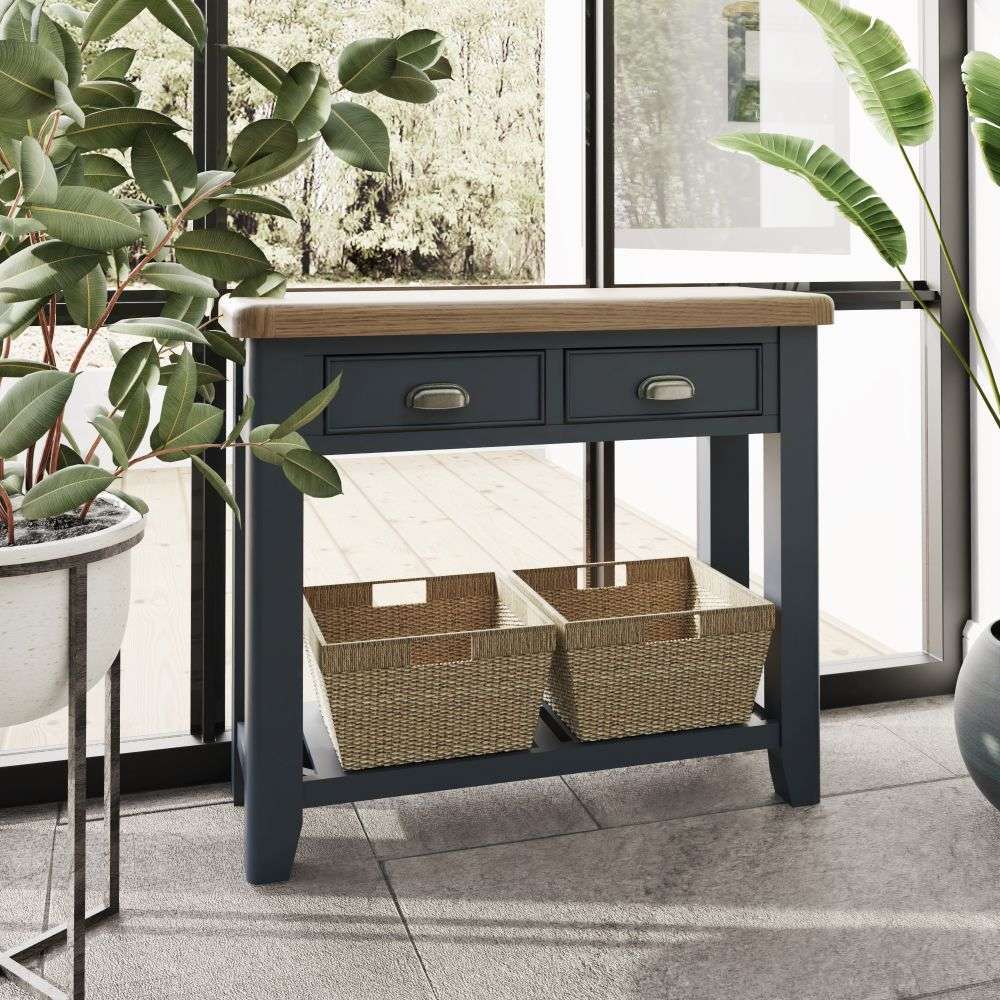 Bàn Console Table HOP-CON-B Có Giỏ Cói