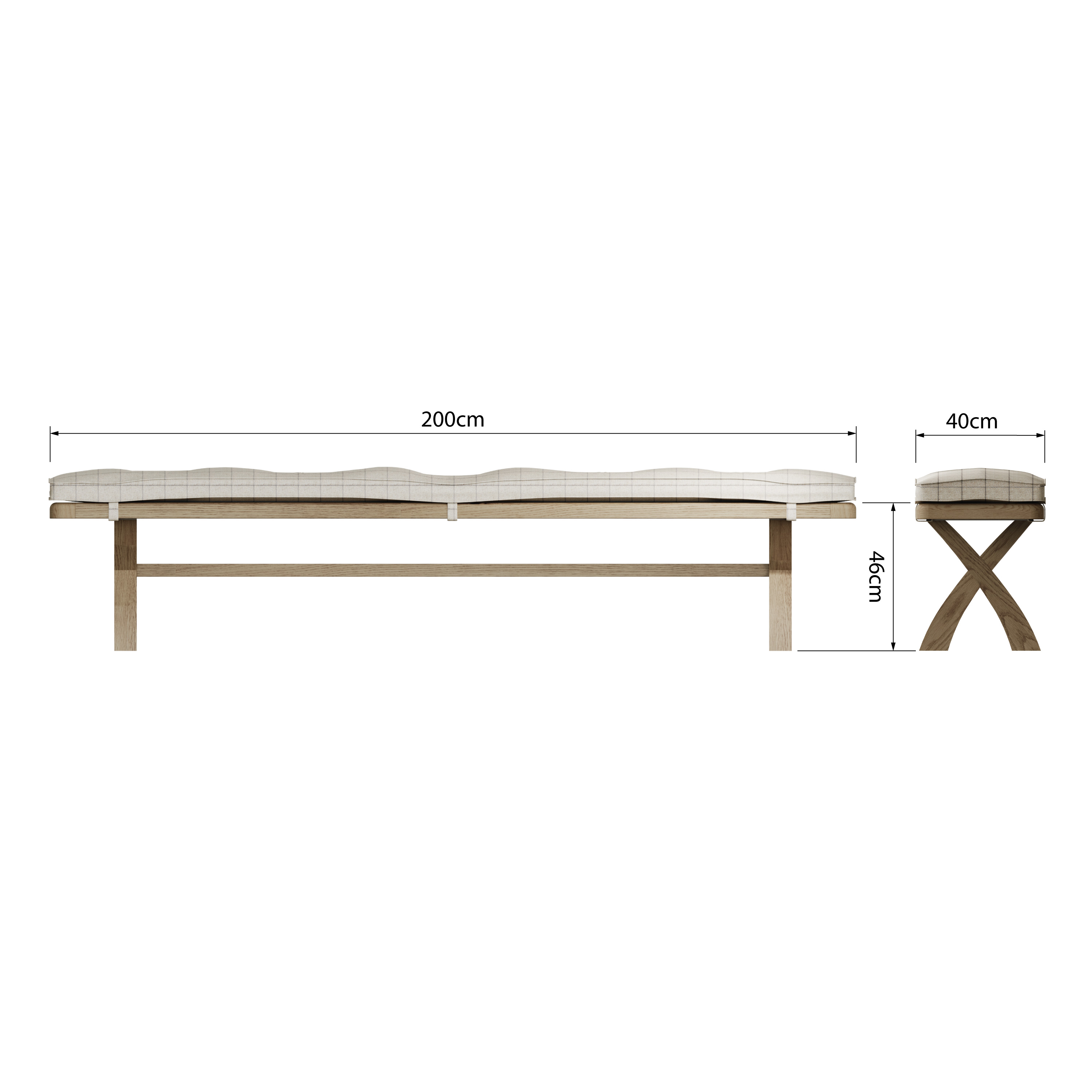 Ghế Băng Dài 2m Cho Bàn Ăn HO-25BEN (2.5M Cross Legged Bench)