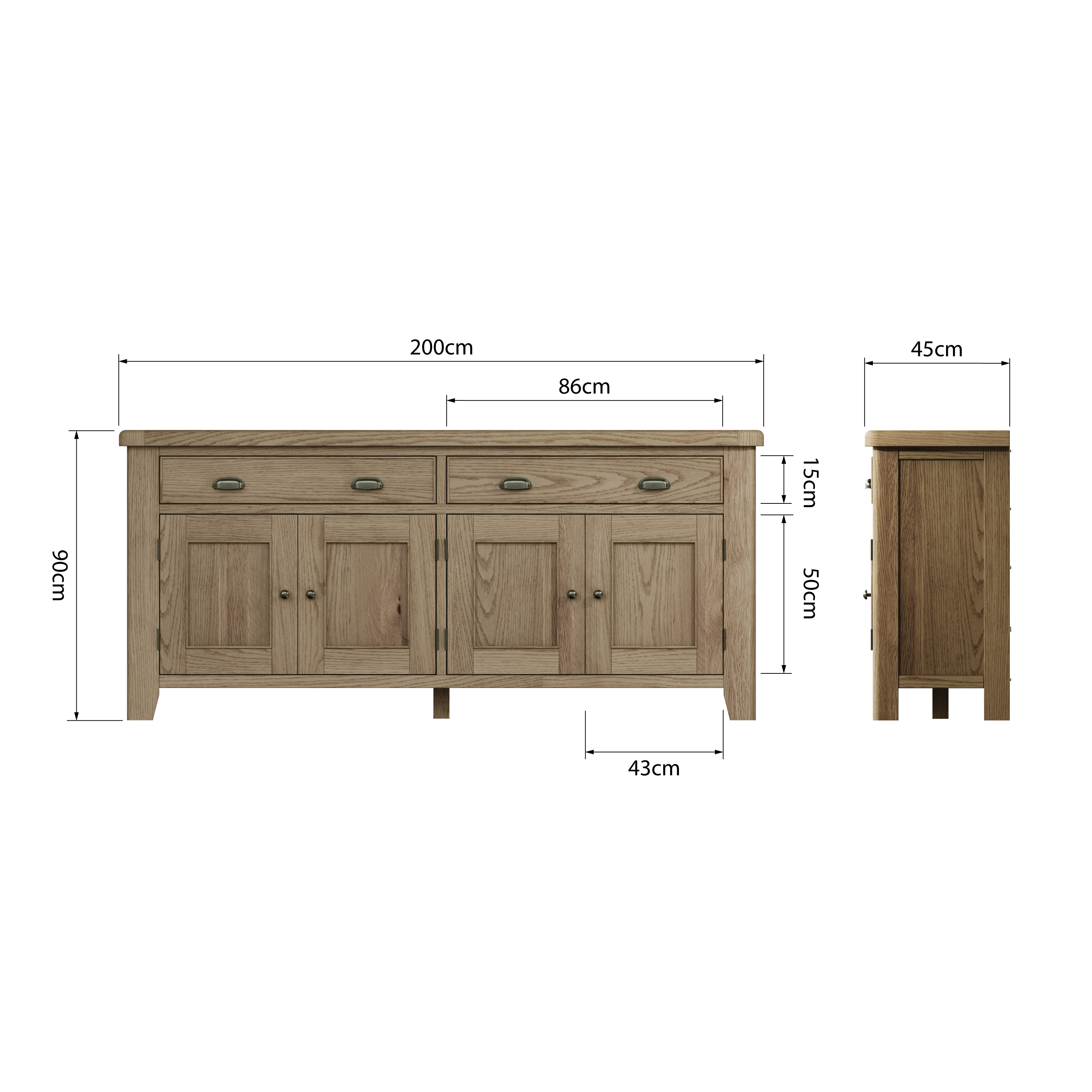 Tủ Sideboard Gỗ Sồi Cao Cấp HO-4DS