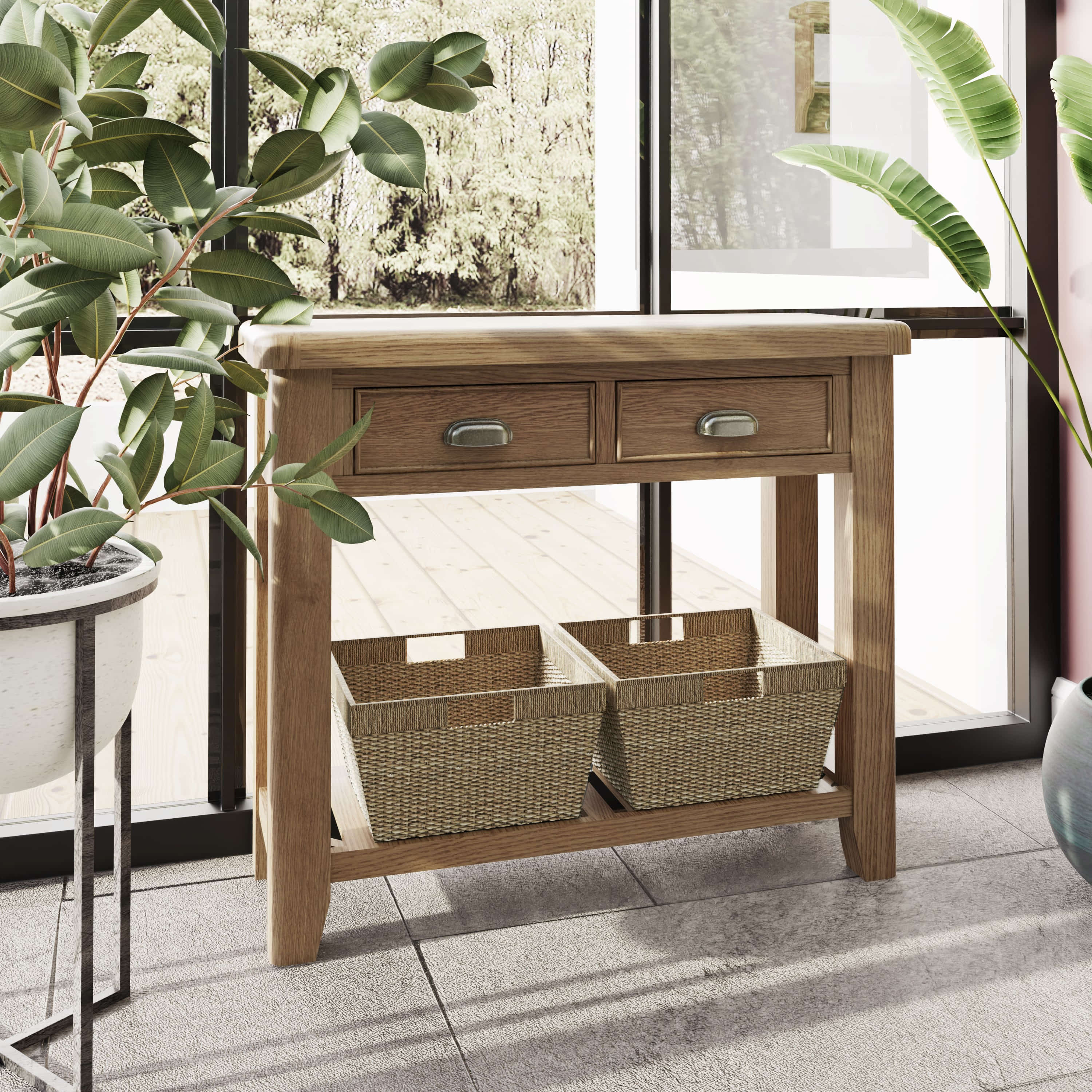 Bàn Nhỏ Có Giỏ Cói HO-CON (Console Table)