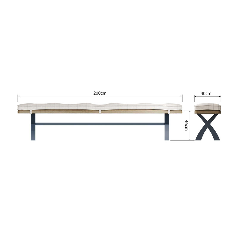 Ghế Băng Bàn Ăn Dài 2.5m  HOP-25BEN-B (2.5M Cross Legged Bench)