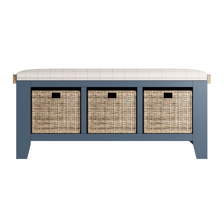 Ghế Đi Giày Có Giỏ Cói HOP-HB-B (Hall Bench)