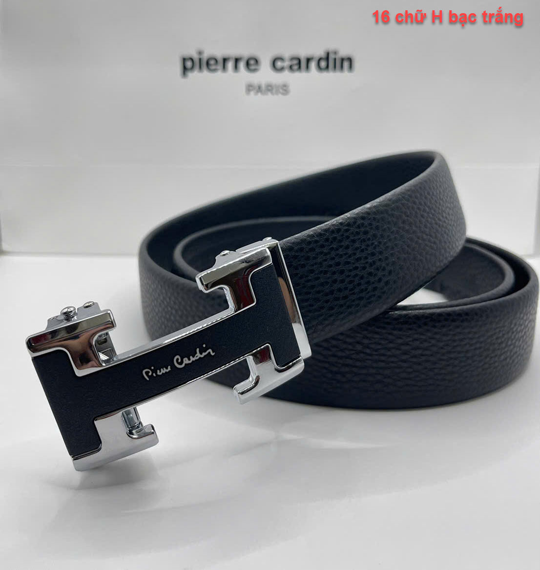 Thắt lưng nam Pierre Cardin PIE016 (chữ H bạc trắng)