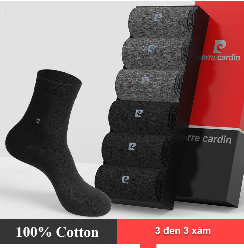 Tất dài Pierre Cardin PIE1005 (3 đen 3 xám)