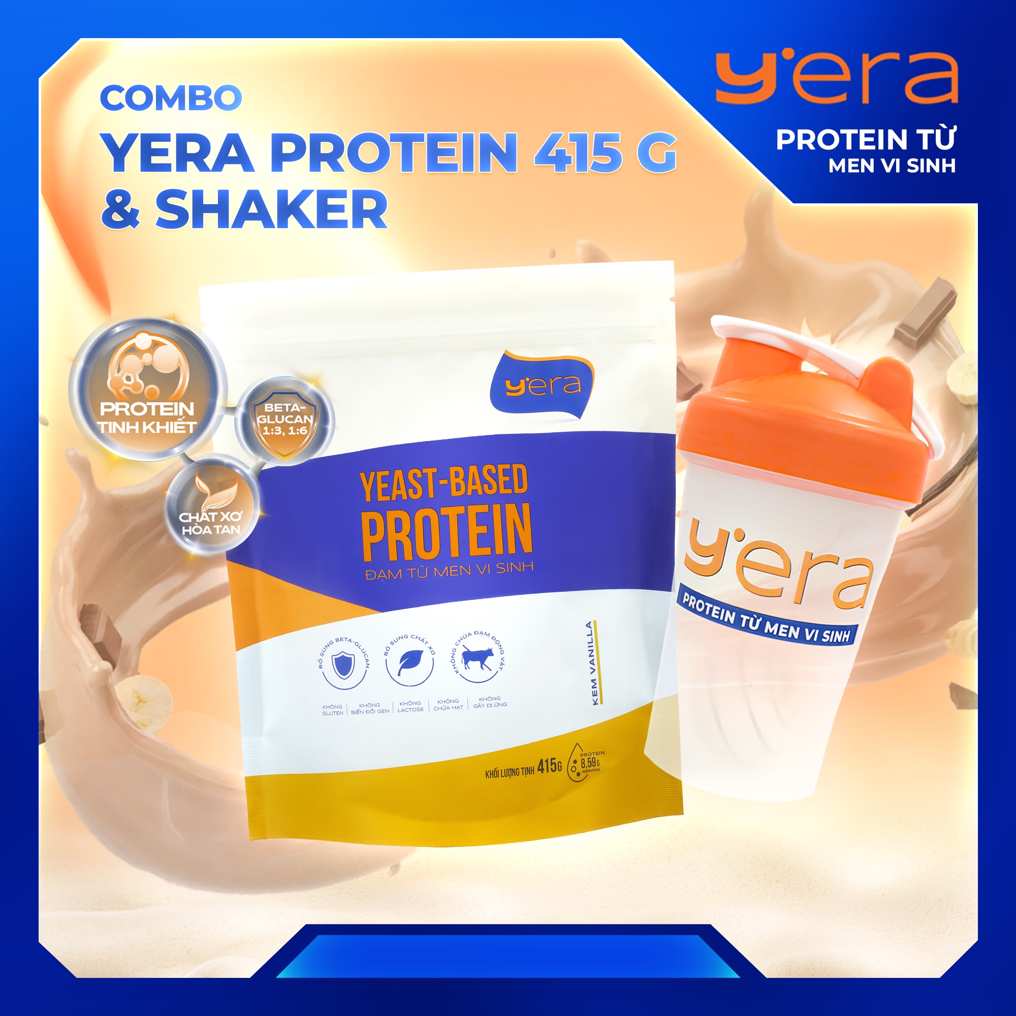COMBO TIẾT KIỆM | Mua 1 Túi YERA Yeast-based Protein 415g – TẶNG 1 Bình Lắc YERA Shaker 450ml