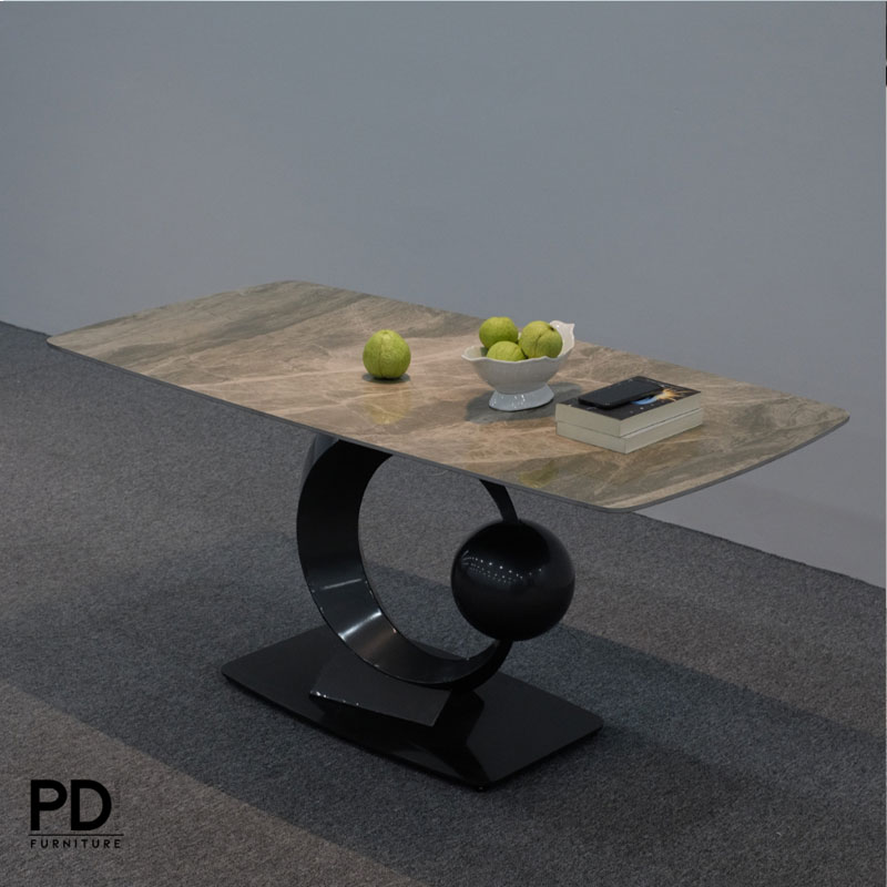 Bàn Ăn Mặt Đá Ceramic Nhập Khẩu, Chân Moon Inox Cao Cấp