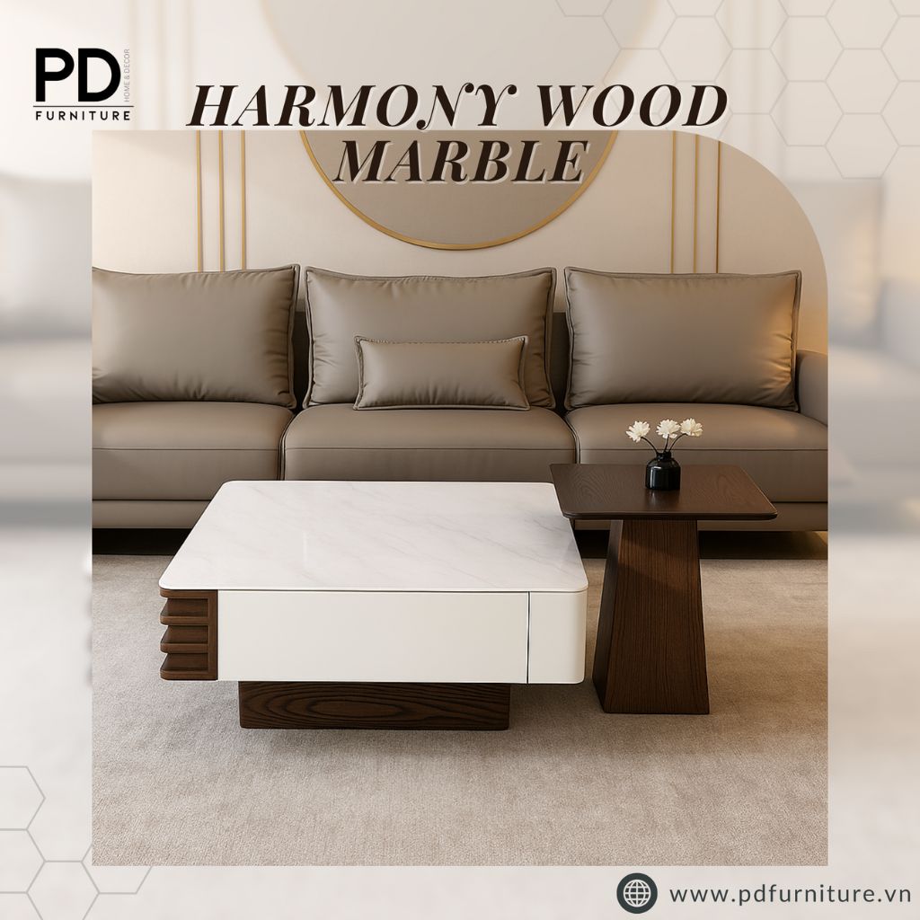 Bàn Trà Harmony Wood Marble