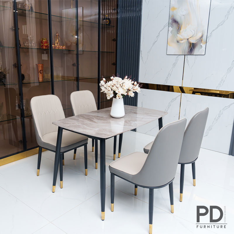 Bộ Bàn Ăn Mặt Đá Ceramic Nhập Khẩu