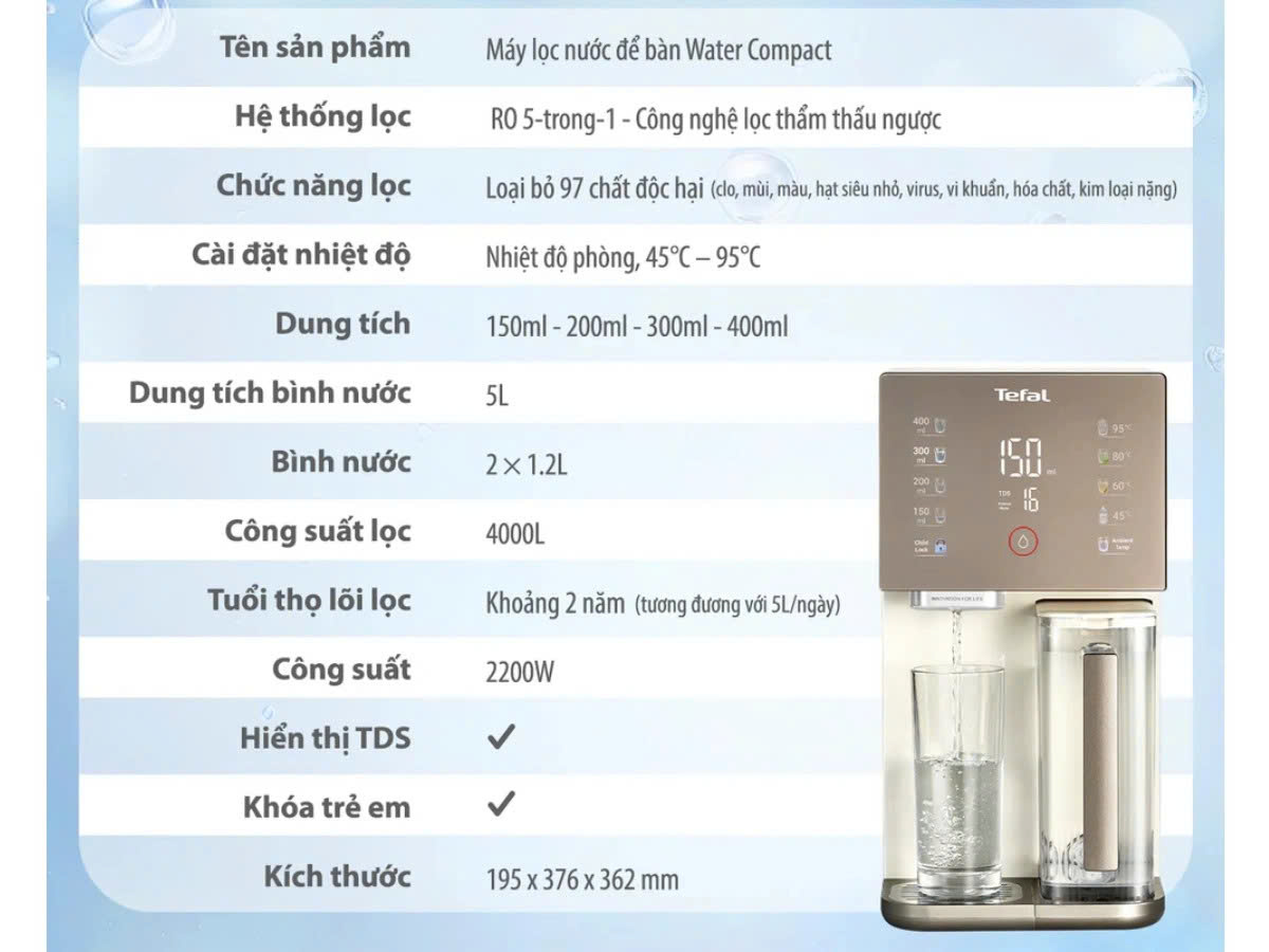 Máy lọc nước Tefal Pure Water Compact BR453AY0