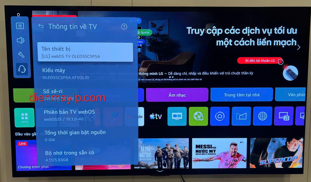 Smart Tivi OLED evo LG AI 4K 55 inch OLED55C5PSA
