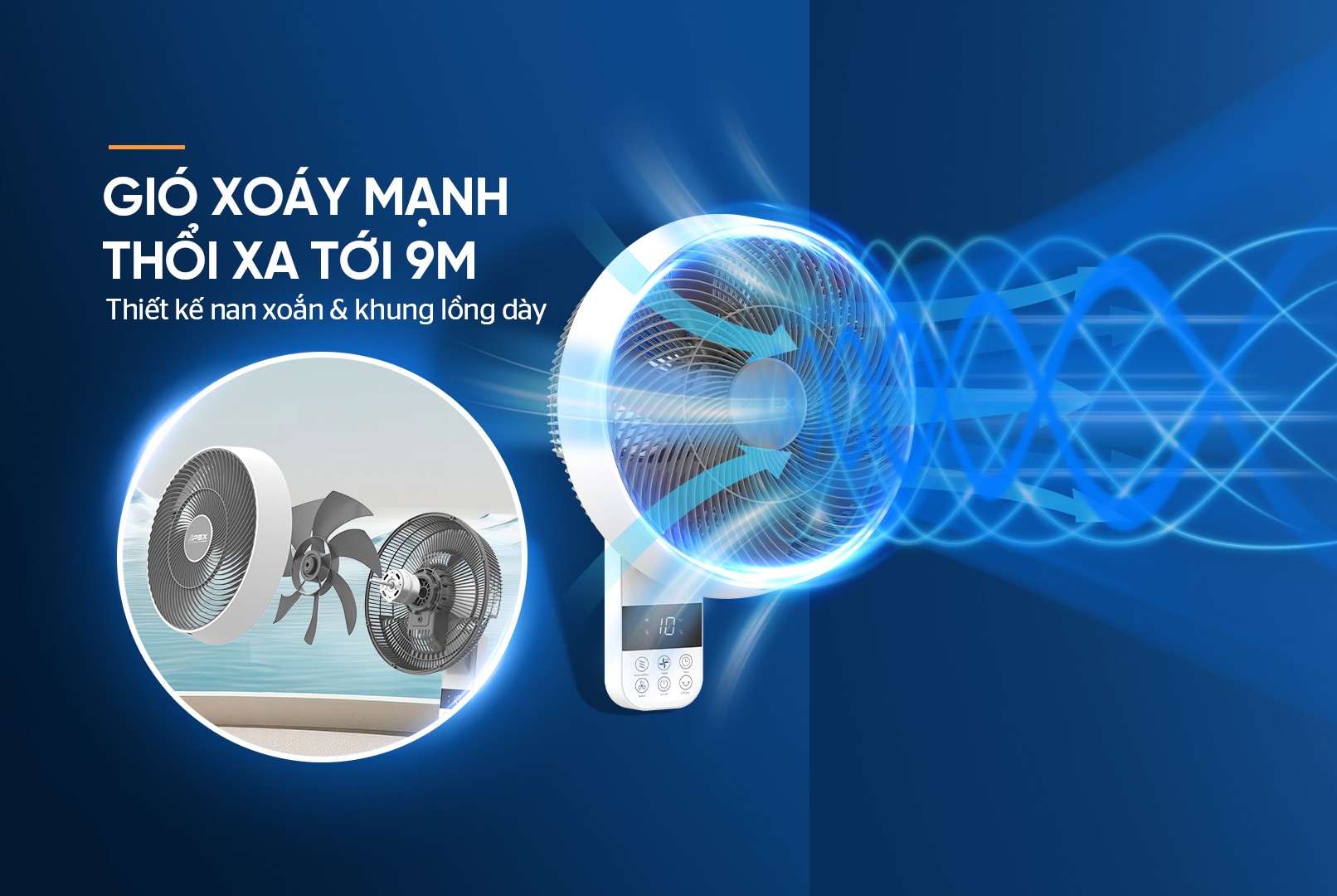 Quạt treo tường Sunhouse Apex 7 cánh APF7336W 57W