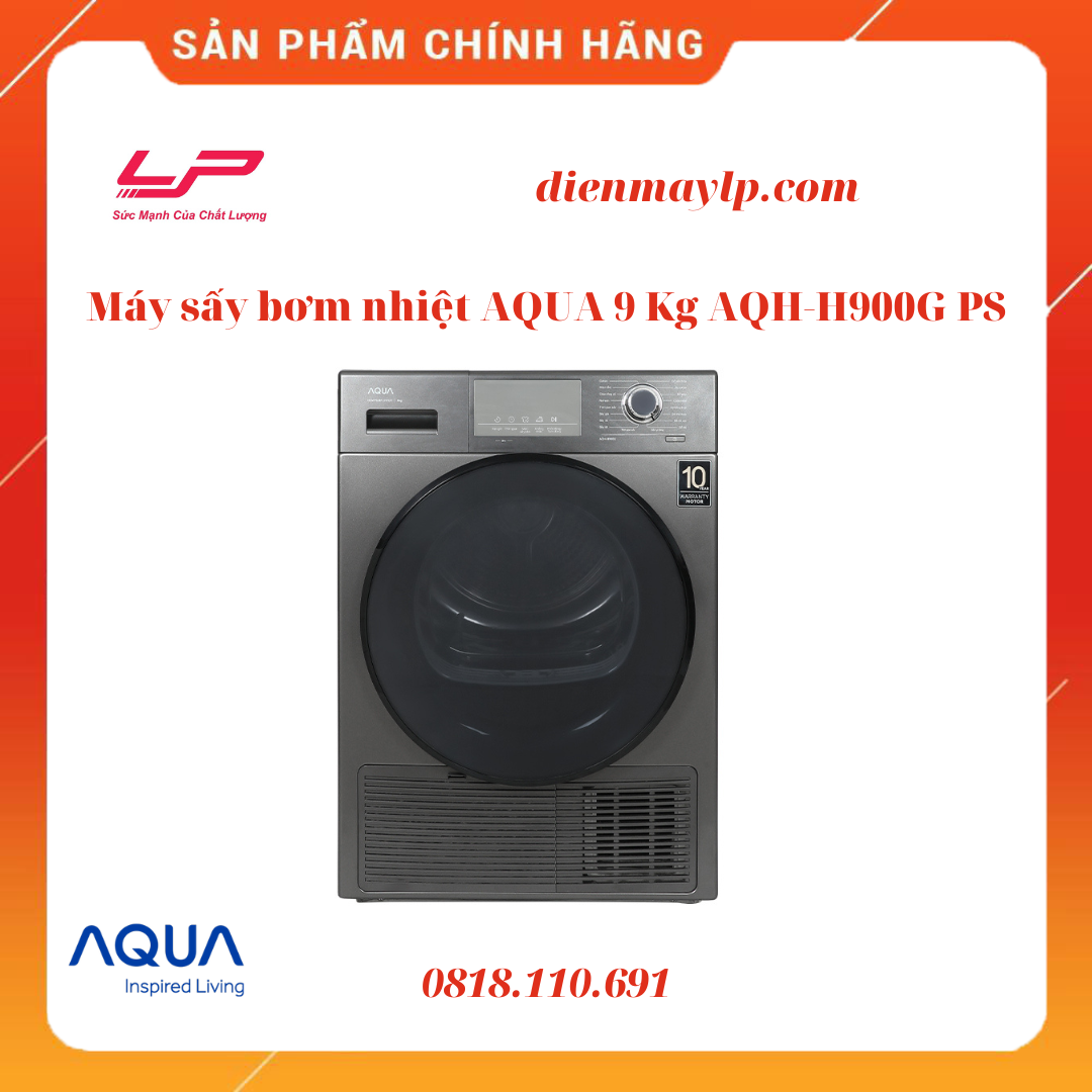 Máy sấy bơm nhiệt AQUA 9 Kg AQH-H900G PS