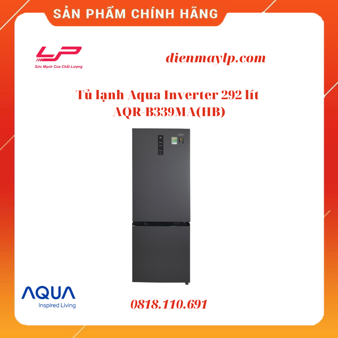 Tủ lạnh Aqua Inverter 292 lít AQR-B339MA(HB)