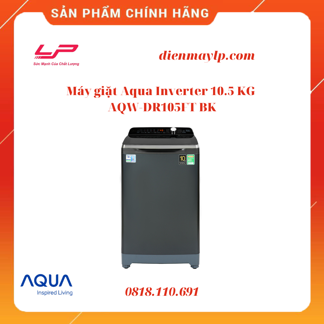 Máy giặt Aqua Inverter 10.5 KG AQW-DR105FT BK