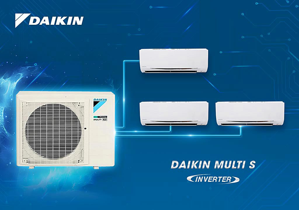 Combo Hệ Máy lạnh Multi S Daikin MKC70SVMV/CTKC25RVMV + CTKC25RVMV+CTKC25RVMV Inverter 3.0 HP