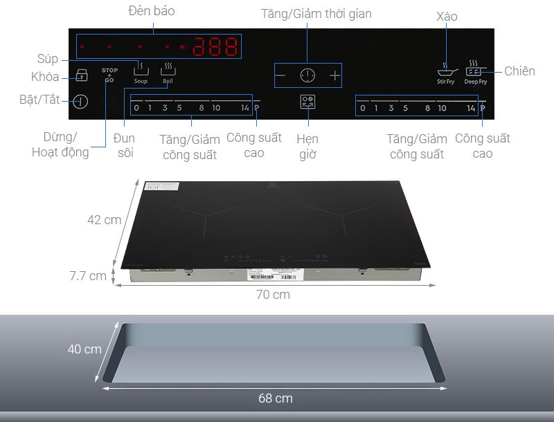 Bếp từ đôi lắp âm Electrolux EHI7280BB