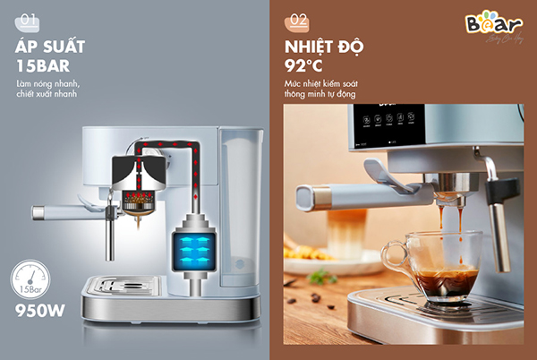 Máy pha cà phê Espresso tự động Bear CF-B15V1