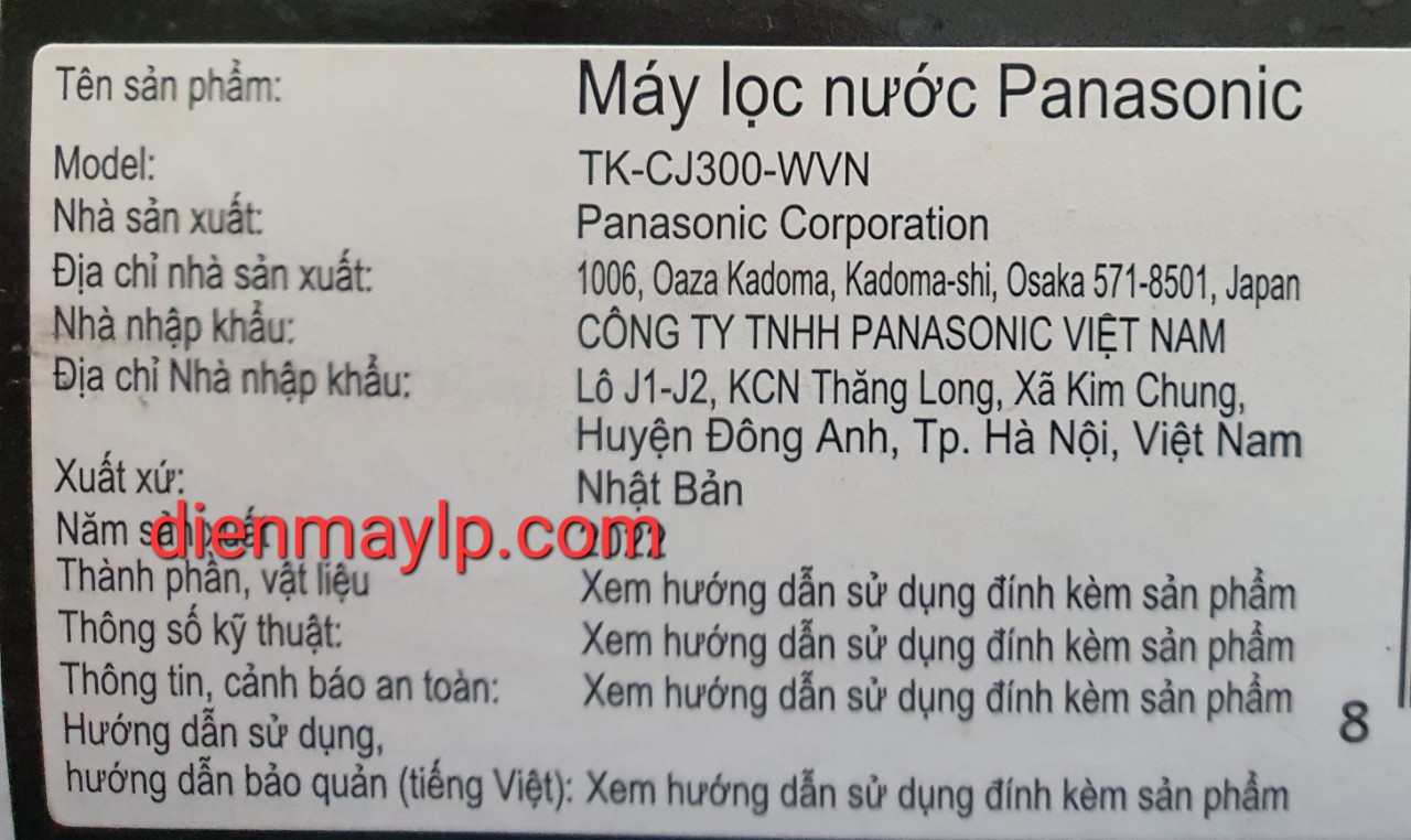 Thiết bị lọc nước tại vòi Panasonic TK-CJ300
