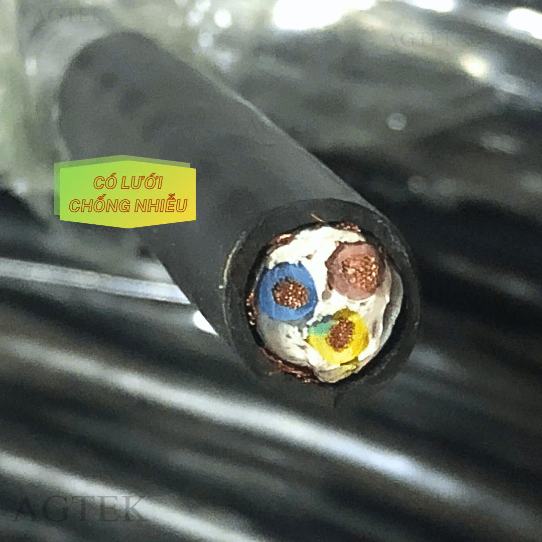 Dây cáp điều khiển có lưới chống nhiễu ZR-PVC vỏ đen 3x1.0 AGTEK