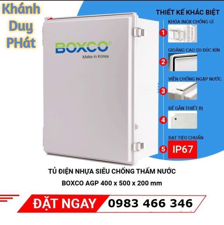 Tủ điện chống thấm nước BC-AGQ-405020 Boxco