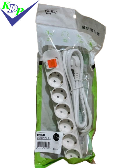 Ổ 6 Hàn quốc liền dây 1 công tắc  16A 250v